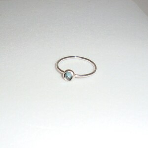 Clear Blue Natural Apatite Ring in eco friendly sterling silver Stack or solitaire custom made in your size image 4