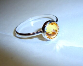 Canary Yellow Ring - .925 sterling silver - Fair Trade eco friendly cubic zirconia faux diamond - custom made in your size