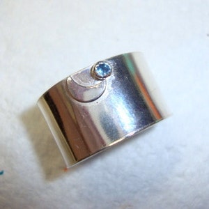 Blue Moon and Star ring Sapphire and .925 sterling silver recycled/reclaimed Fair Trade eco friendly custom size image 2