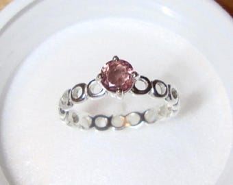 Pink Tourmaline Ring  Circles of love -sterling silver 1/2 ct natural antique pink tourmaline Custom Made  in USA by me - OCTOBER