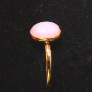 Pink Opal oval in 14k Gold Filled ring  - 8x6 mm natural stone -14g HR YGF band- Fair Trade eco friendly  custom size  Made in USA by me *