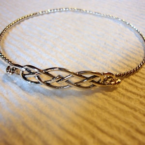 Celtic Knot solid Silver Bangle bracelet - Eco friendly .925 sterling from recycled source, Custom made your size by me in USA - Man Woman