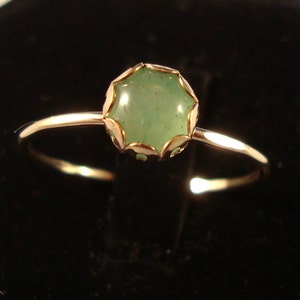 Green Aventurine Ring -  14k gold filled band with sterling silver bezel from recycled eco friendly sources - custom made in your size