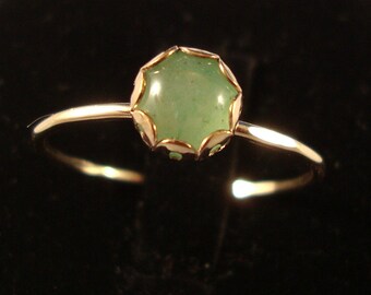 Green Aventurine Ring -  14k gold filled band with sterling silver bezel from recycled eco friendly sources - custom made in your size