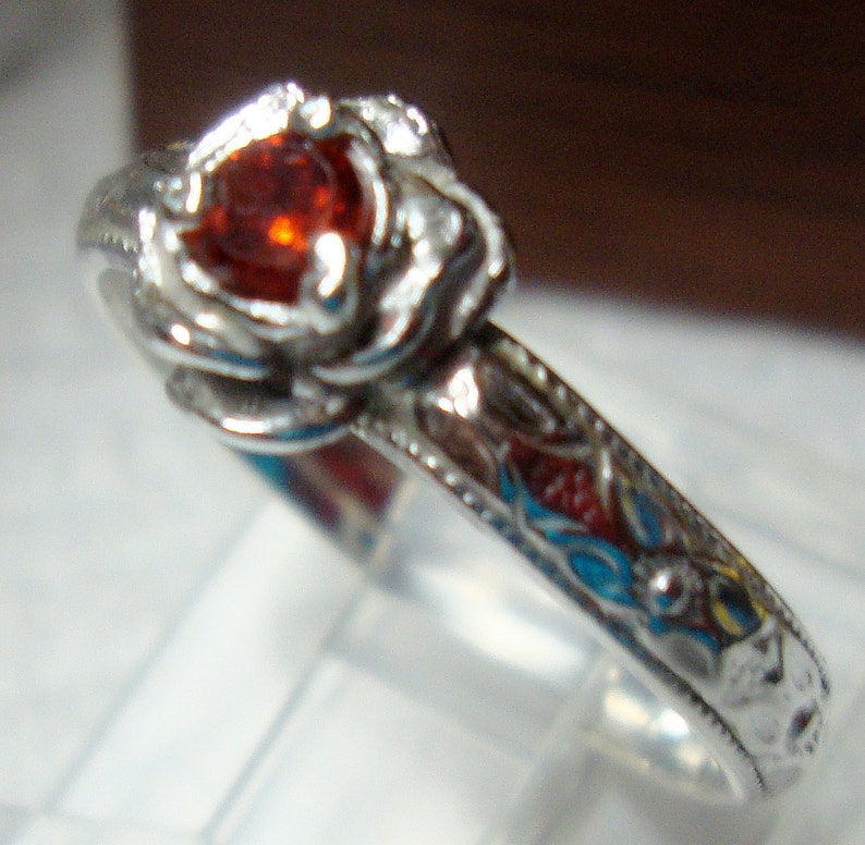 birthstone earth friendly sterling silver sapphire I make it by hand in the USA Romance Rose ring custom size
