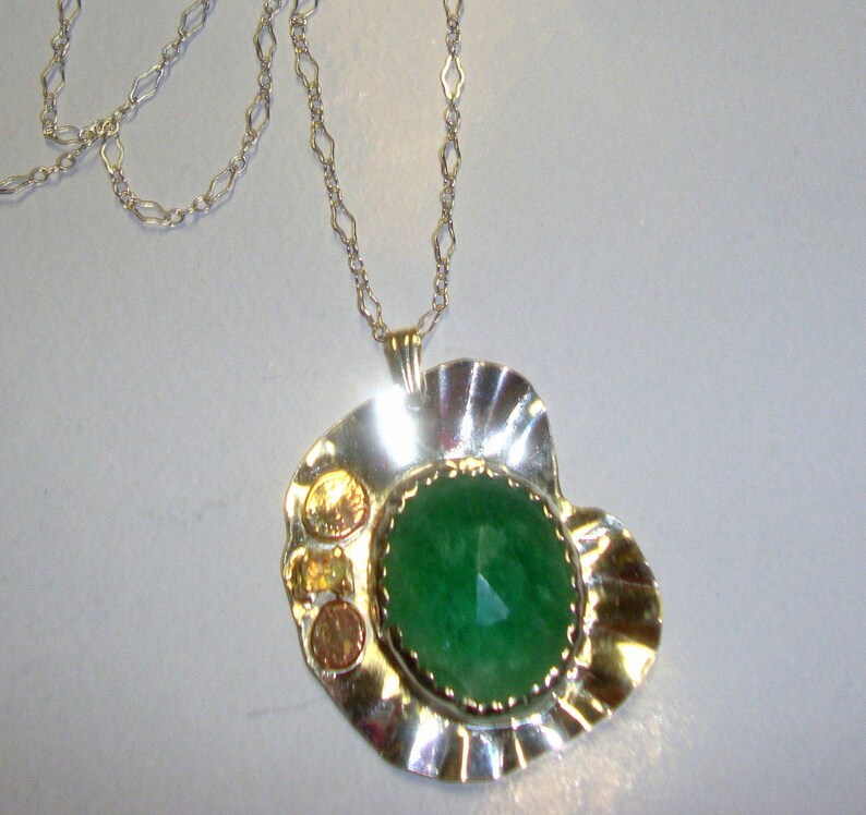 Pendant Emerald & Opal Natural in Sterling Silver W 14k Etsy