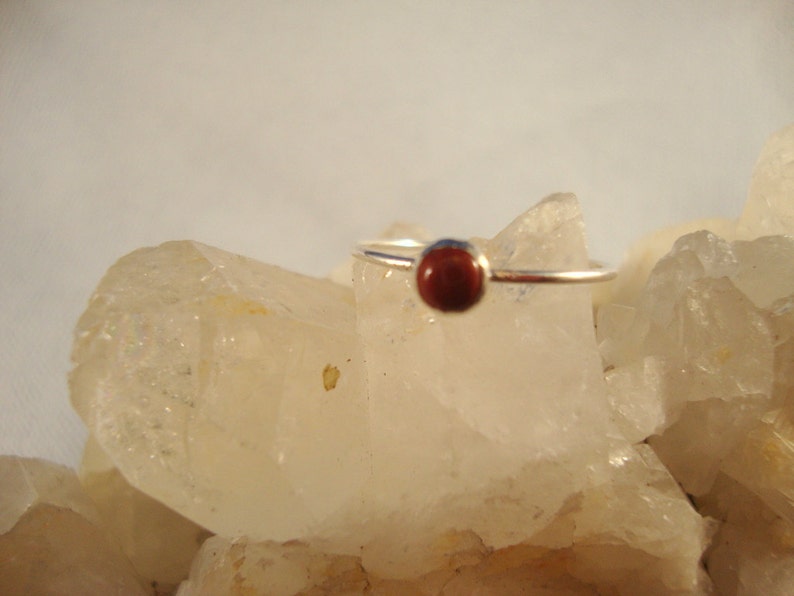 Little Red Jasper Ring Blood of the Earth eco friendly recycled sterling silver 18g 4mm Custom made in your size image 2