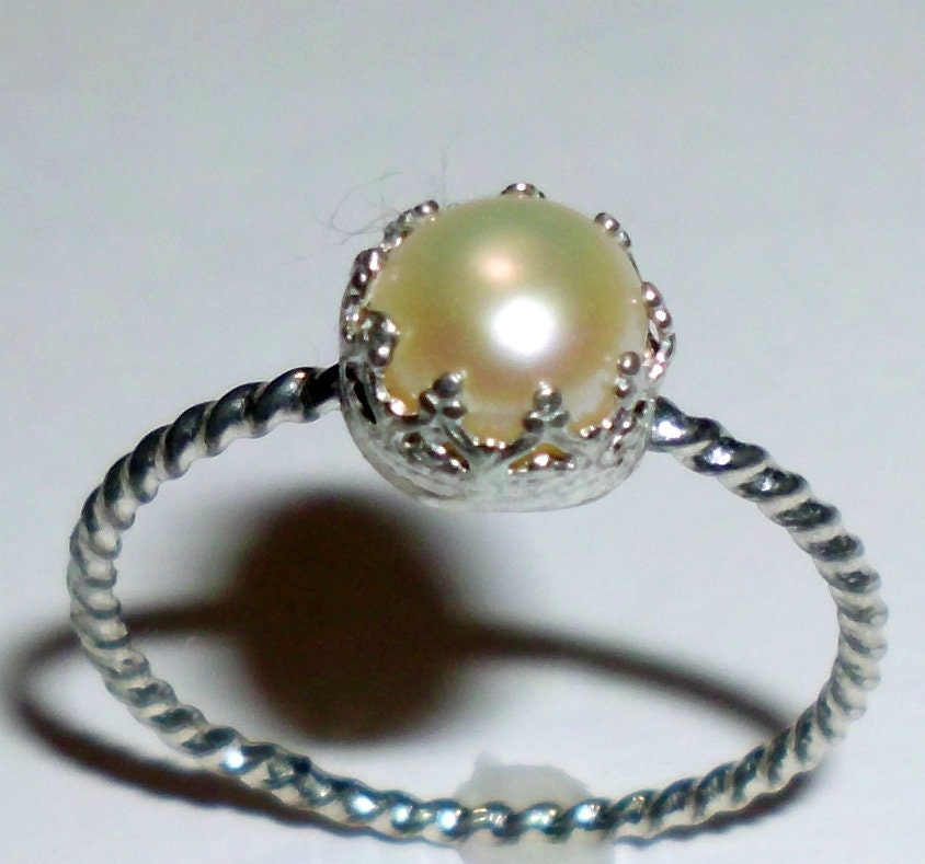 Silver Pearl Ring - Etsy