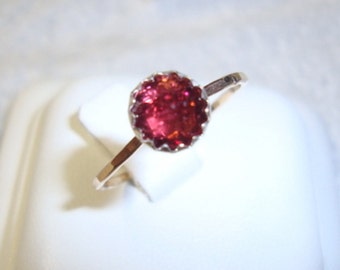 Raspberry Garnet ring  in silver on gold filled eco-friendly recycled sources - custom made in your size - January Birthstone