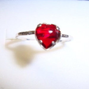 Red Heart ring in reclaimed/recycled sterling silver custom size image 2