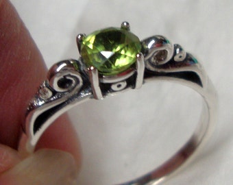 Peridot ring in sterling silver - custom size Fair Trade, eco-friendly recycled- August birthstone - Purity and Morality