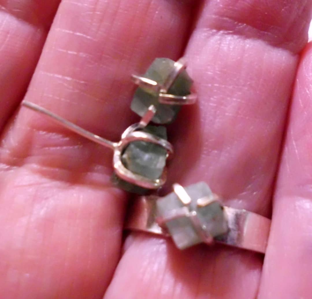 Raw Emerald Ring and Earrings in Eco Friendly Sterling Silver Etsy