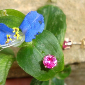 Earrings Pink Sapphire 4mm posts studs eco-friendly reclaimed/recycled 14k gold filled and lab grown sapphires image 3