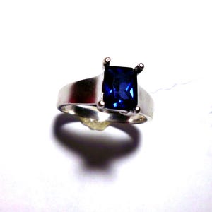 Men's Ring in Sterling Silver + Blue Sapphire + Strong ring - unisex- handmade by me USA Custom Sized - Loyalty, Love, Communication focus image 4