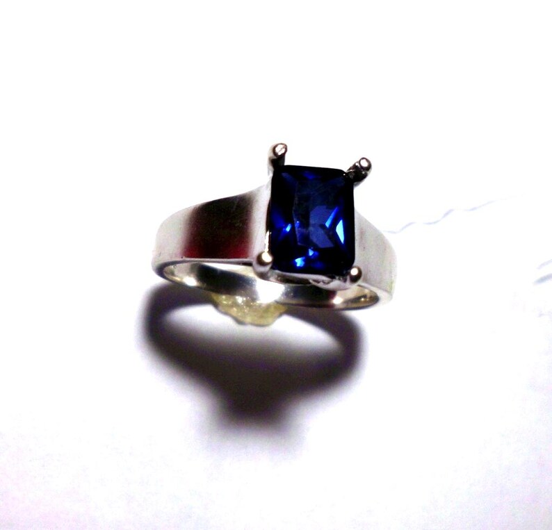 Men's Ring in Sterling Silver + Blue Sapphire + Strong ring - unisex- handmade by me USA Custom Sized - Loyalty, Love, Communication focus image 4