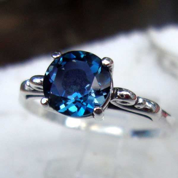 London Blue Topaz 2 ct ring in sterling silver - custom size Fair Trade, earth friendly - Spirituality - December birthstone -Engagement