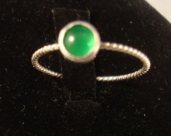 Glowing Chrysoprase Green Ring -  eco friendly sterling silver from recycled sources - Custom made in your Size - May birthstone color