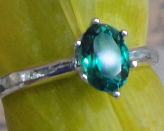 Topaz Ring - Emerald Green Natural Topaz in recycled Sterling Silver- Custom made in your Size - quality AA to AAA gem Emerald green May