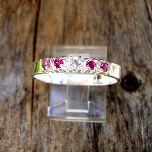 Ring - Natural rubies surround a little pink emerald in Custom Wedding or anniversary ring the silver is eco friendly recycled/reclaimed image 2