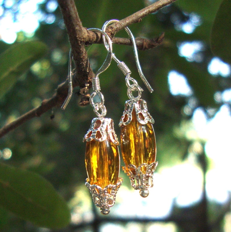 Earrings Honey drops eco friendly sterling silver earwires about 5/8 before hook, or 1.2 from top Warm Neutral November topaz color image 1