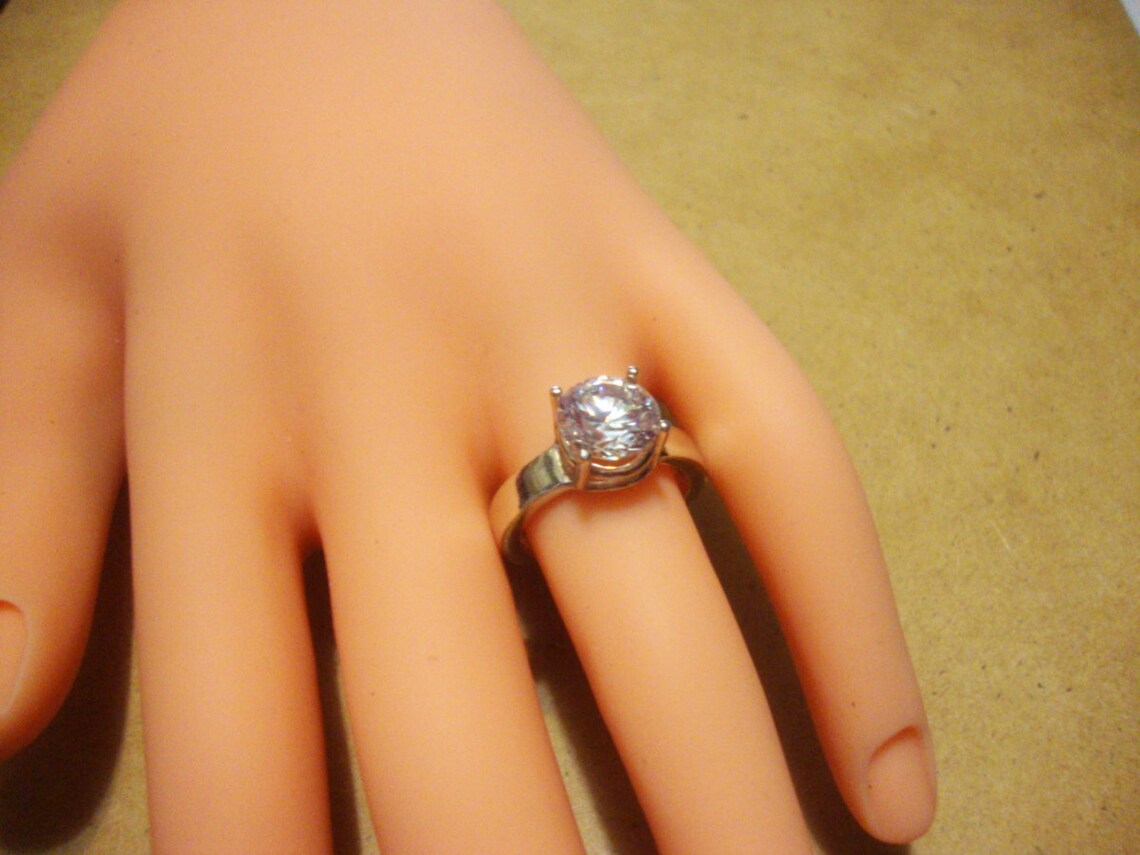April Ring Big Solitaire Imitation Diamond 9mm 5ct in Heavy Eco ...