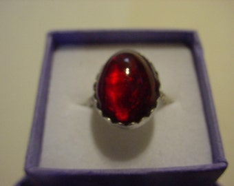 Garnet Red Ring  - sterling silver from eco friendly recycled sources - custom made in your size