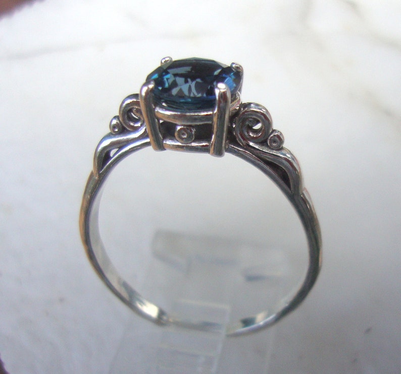 Lighter London Blue Topaz 2 ct ring in sterling silver Fair Trade, eco friendly December Engagement ring SIZE 6.5 READY to Mail 1-2 days image 3