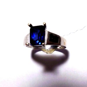 Men's Ring in Sterling Silver + Blue Sapphire + Strong ring - unisex- handmade by me USA Custom Sized - Loyalty, Love, Communication focus image 2