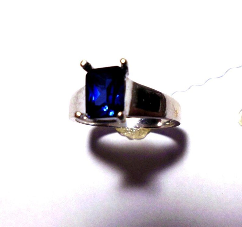 Men's Ring in Sterling Silver + Blue Sapphire + Strong ring - unisex- handmade by me USA Custom Sized - Loyalty, Love, Communication focus image 2