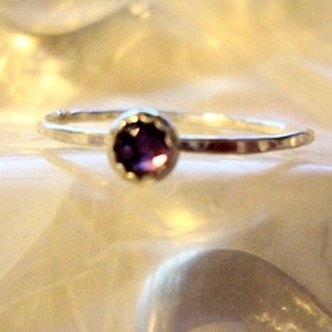 Alexandrite Ring - The Seer - blue to purple rose  in  reclaimed recycled .925 sterling silver  - custom size faceted reverse cut