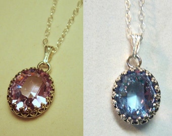 Alexandrite Pendant & Earrings set Sim color change 12x10mm 10x8mm  sterling silver - ethical w chain June birthstone