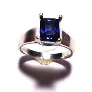 Men's Ring in Sterling Silver + Blue Sapphire + Strong ring - unisex- handmade by me USA Custom Sized - Loyalty, Love, Communication focus image 1