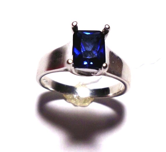 Men's Ring in Sterling Silver + Blue Sapphire + Strong ring - unisex- handmade by me USA  Custom Sized - Loyalty, Love, Communication focus
