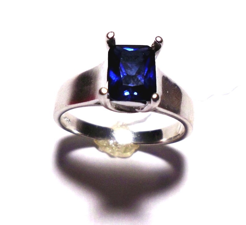 Men's Ring in Sterling Silver + Blue Sapphire + Strong ring - unisex- handmade by me USA Custom Sized - Loyalty, Love, Communication focus image 1