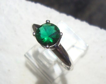 Emerald green topaz ring in solid sterling silver 7mm- custom size Fair Trade, earth friendly - May birthstone - Understanding /Growth