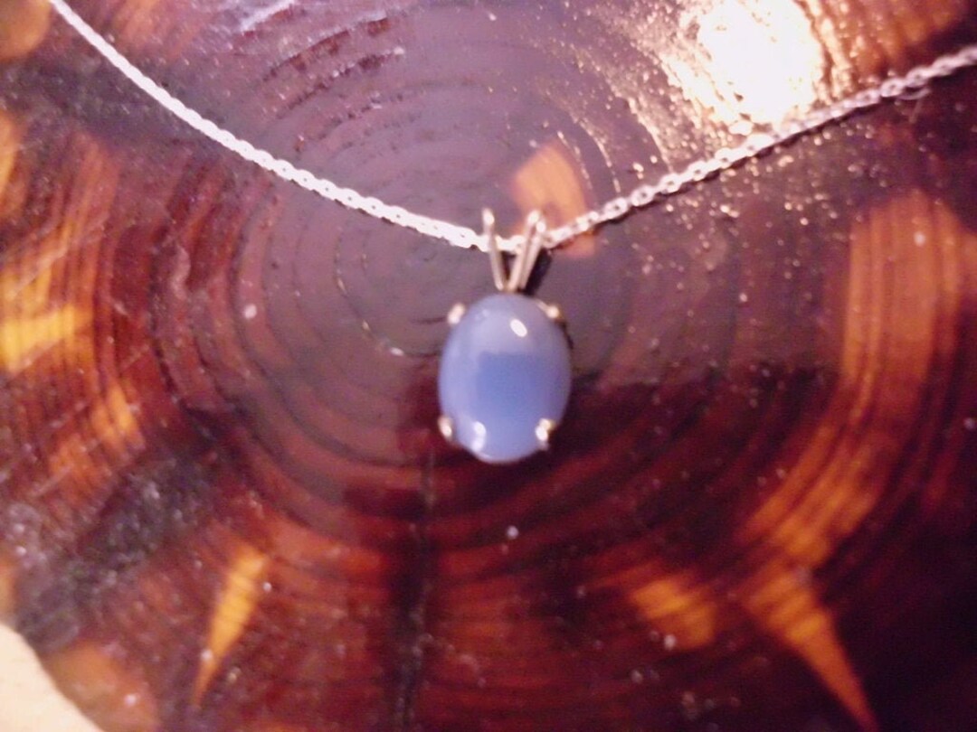 Blue Chalcedony Pendant Necklace All Solid 925 Sterling Silver Ethical ...
