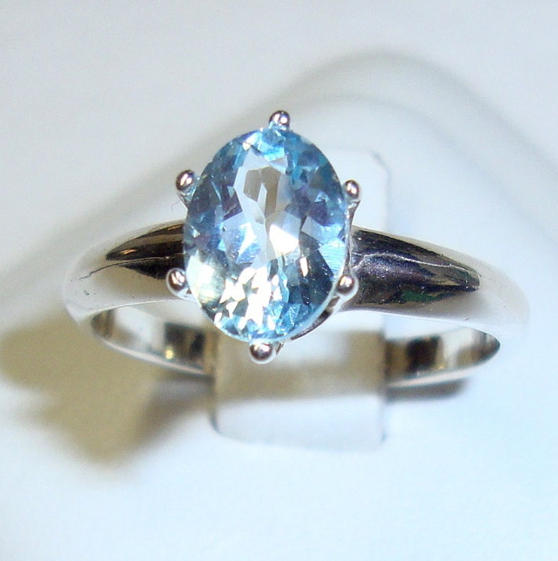 Topaz Ring Sky Blue Topaz in Recycled Hammered Sterling - Etsy