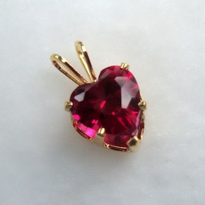 Valentine Red Ruby Heart pendant necklace - 14k/20 Gold Filled - Eco-friendly lab grown  1.75ct  ruby w dainty little gold filled chain.
