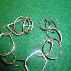 Big irregular links of sterling silver - chain bracelet- entirely handmade w reclaimed/recycled silver