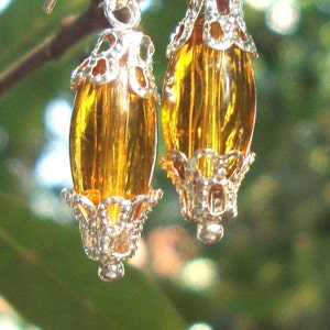 Earrings Honey drops eco friendly sterling silver earwires about 5/8 before hook, or 1.2 from top Warm Neutral November topaz color image 4