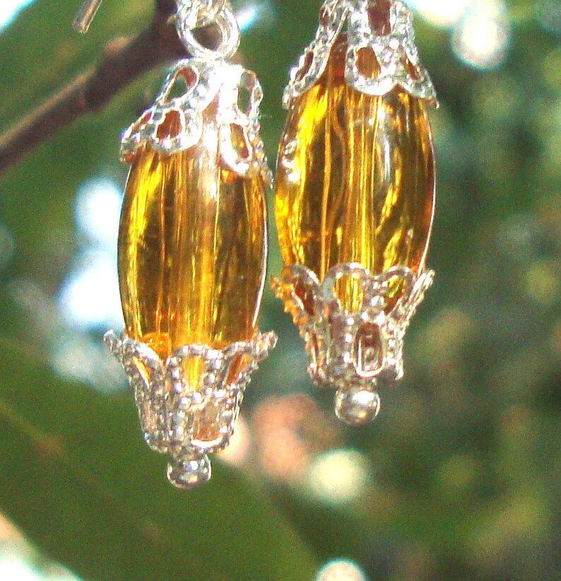 Earrings Honey drops eco friendly sterling silver earwires about 5/8 before hook, or 1.2 from top Warm Neutral November topaz color image 4