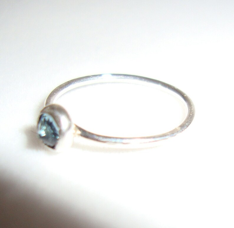 Clear Blue Natural Apatite Ring in eco friendly sterling silver Stack or solitaire custom made in your size image 2