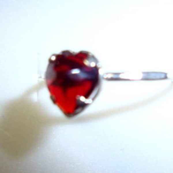 Red Heart ring -in reclaimed/recycled sterling silver  - custom size