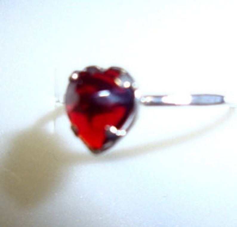 Red Heart ring in reclaimed/recycled sterling silver custom size image 1