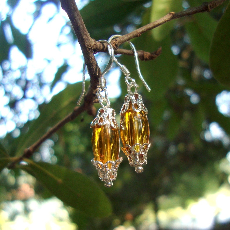 Earrings Honey drops eco friendly sterling silver earwires about 5/8 before hook, or 1.2 from top Warm Neutral November topaz color image 3