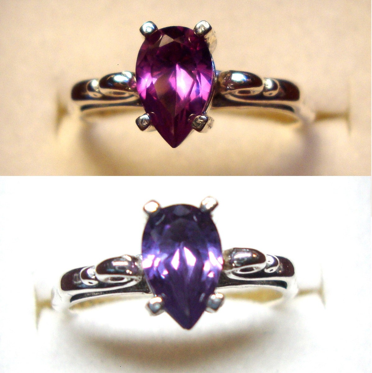 Alexandrite Ring Pear Color Change Blue-violet to Bright Pink, Eco ...