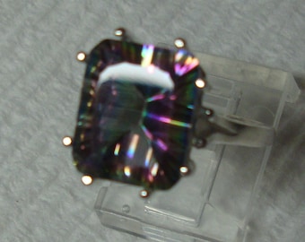 ring Mystic Rainbow Topaz DAZZLING  in sterling silver - earth friendly ethical sources - custom made in your size  November Birthstone