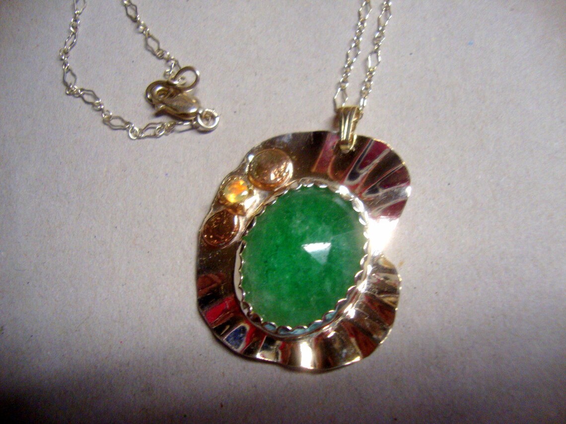 Pendant Emerald & Opal Natural in Sterling Silver W 14k Etsy