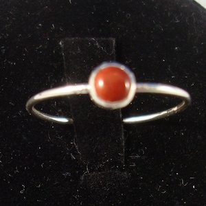 Little Red Jasper Ring Blood of the Earth eco friendly recycled sterling silver 18g 4mm Custom made in your size image 1