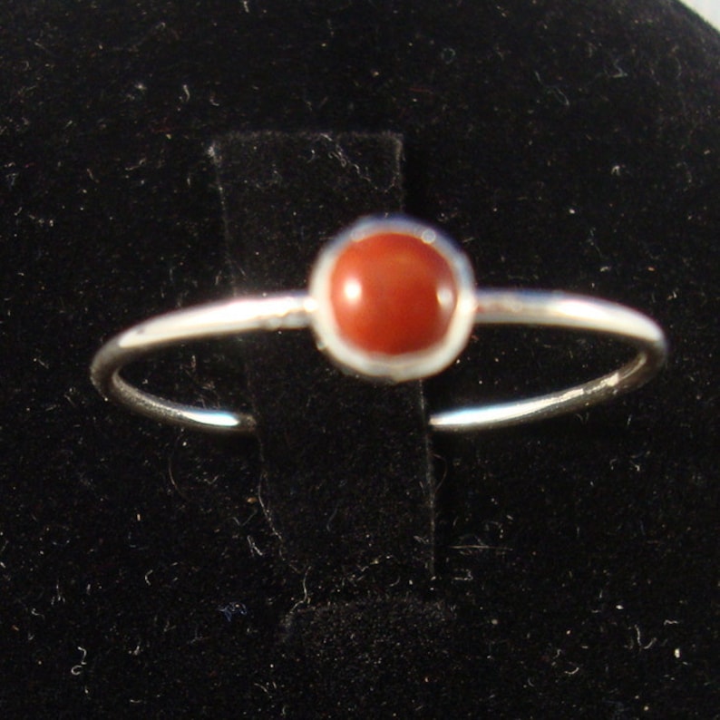 Little Red Jasper Ring Blood of the Earth eco friendly recycled sterling silver 18g 4mm Custom made in your size image 1